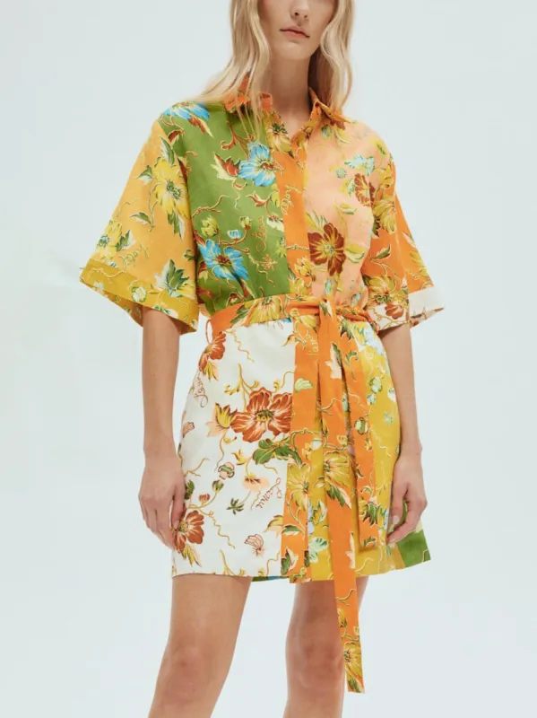 Unique contrasting floral print mini dress sold by Like My Choice