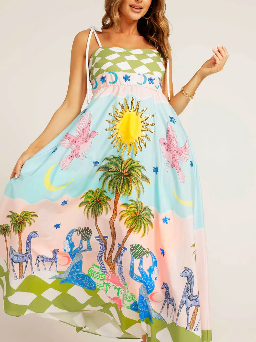 Elegant Goddess Hand-Painted Printed Maxi Dress sold by Like My Choice product image thumbnail 2