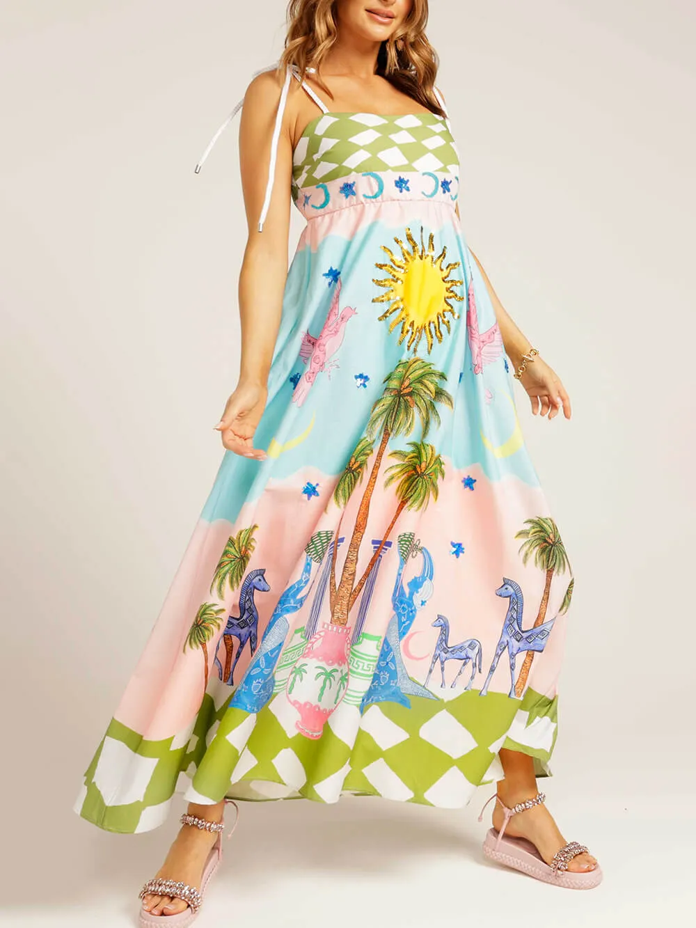 Elegant Goddess Hand-Painted Printed Maxi Dress sold by Like My Choice product image thumbnail 3