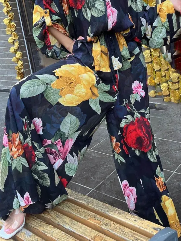 Stylish Unique Printed Elastic Waist Pocket Wide Leg Pants sold by Like My Choice