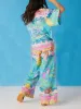 Unique Shine Bright Print Short Sleeve Button Oversized Blouse sold by Like My Choice