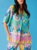 Unique Shine Bright Print Short Sleeve Button Oversized Blouse sold by Like My Choice