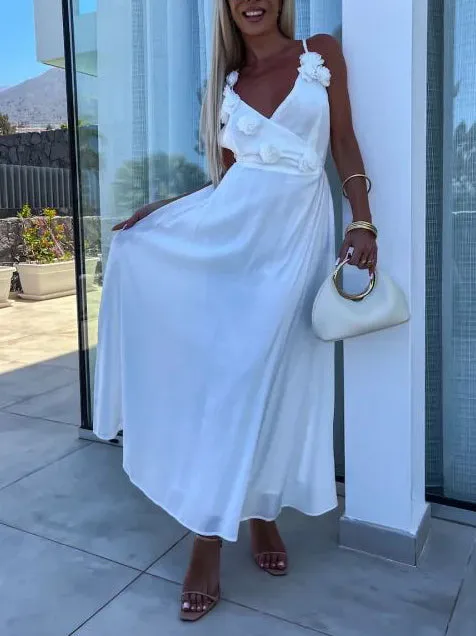 Backless Sexy Floral Sleeveless Midi Dress sold by Like My Choice product image thumbnail 4