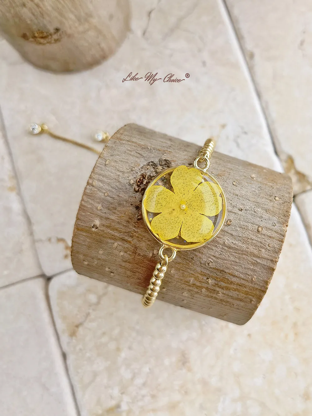 Yellow Epoxy Embossed Round Bracelet sold by Like My Choice