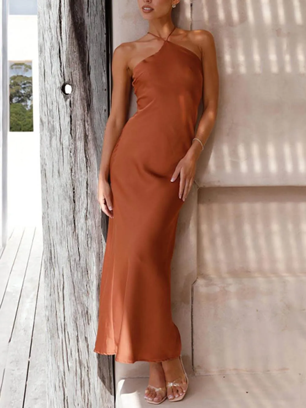 Unique Neckless Backless Maxi Dresses sold by Like My Choice product image thumbnail 2