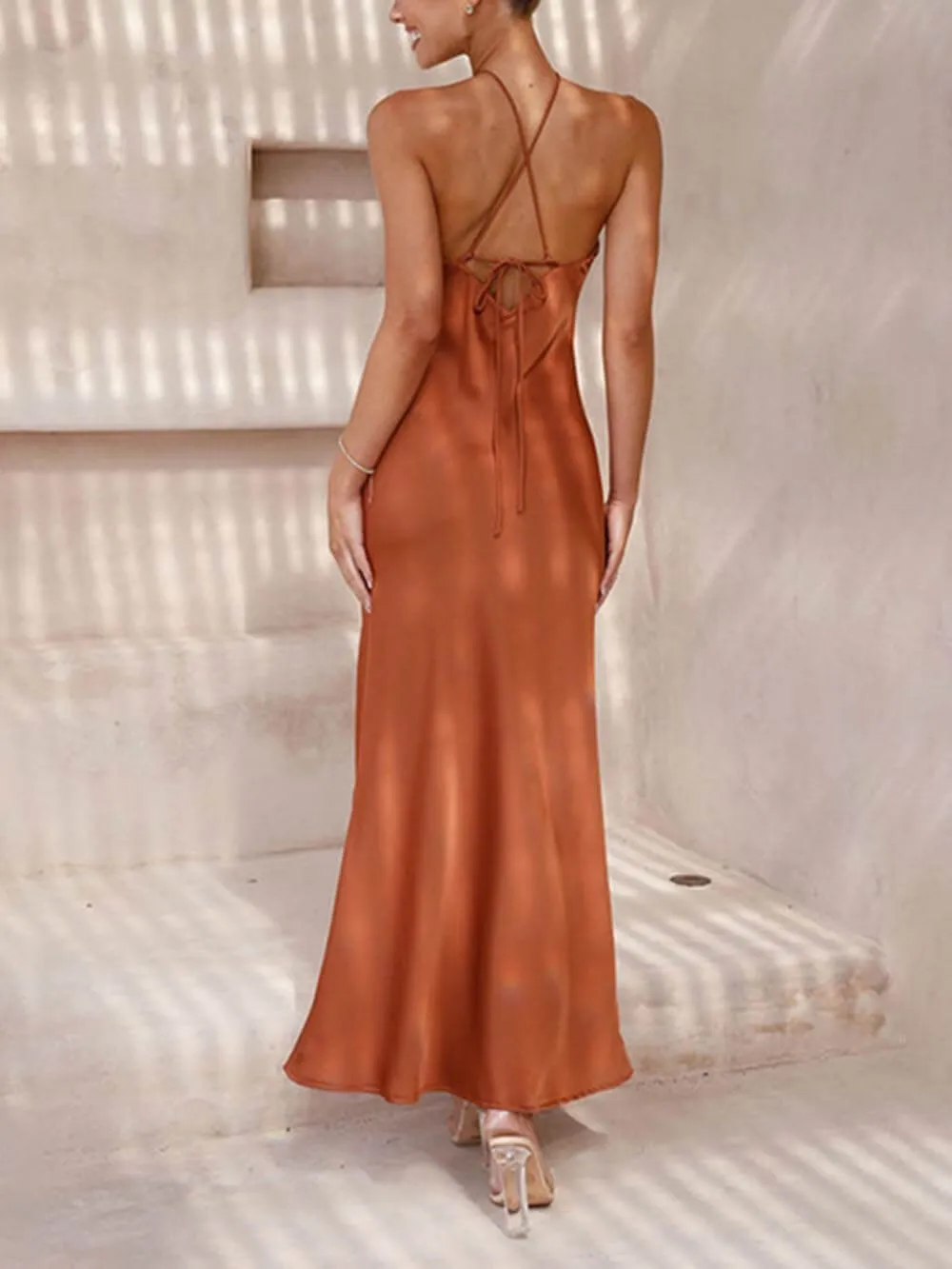 Unique Neckless Backless Maxi Dresses sold by Like My Choice product image thumbnail 4