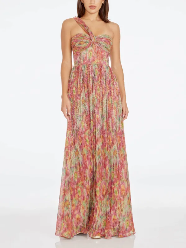 Beautiful Abstract Print Pleated Sexy One-Shoulder Maxi Dress sold by Like My Choice