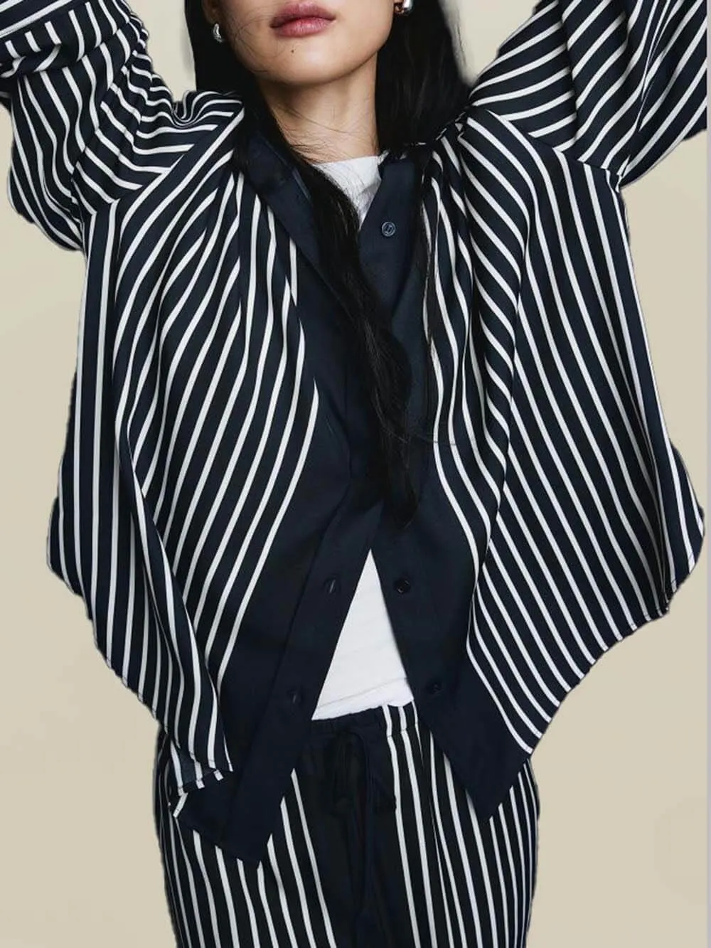Colorblock Striped Long Sleeve Loose Shirt sold by Like My Choice product image thumbnail 2