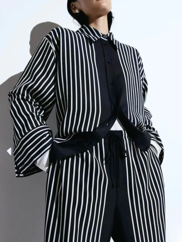 Colorblock Striped Long Sleeve Loose Shirt sold by Like My Choice
