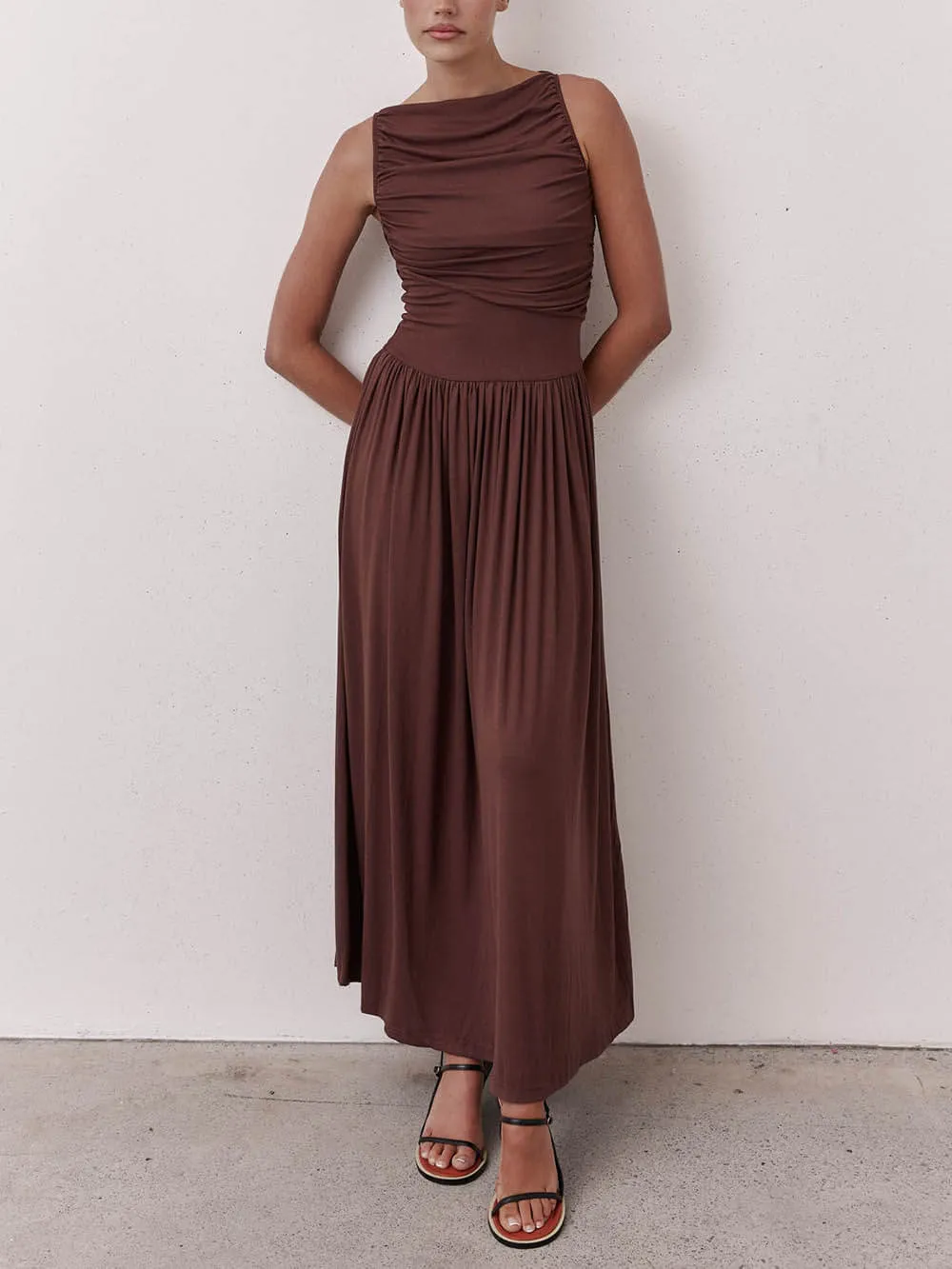 Elegant Pleated Sleeveless Maxi Dress sold by Like My Choice product image thumbnail 4