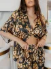 Unique Gillespie Loose Satin Printed Pocket Wide Leg Pants sold by Like My Choice