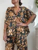 Unique Gillespie Loose Satin Printed Pocket Wide Leg Pants sold by Like My Choice