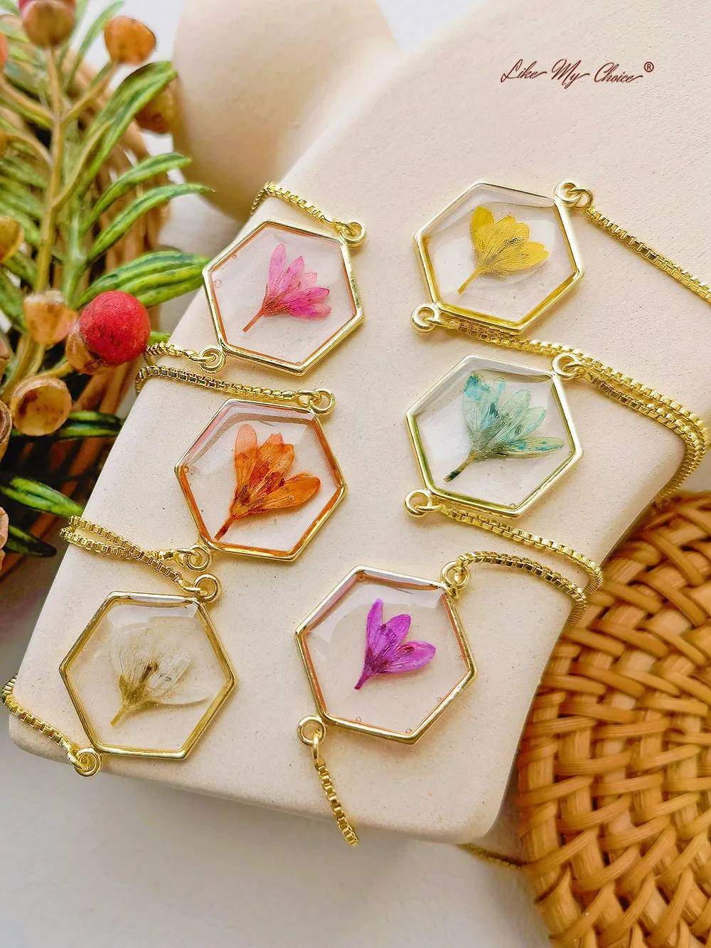 Narcissus Natural Dried Flowers Resin Bracelet sold by Like My Choice