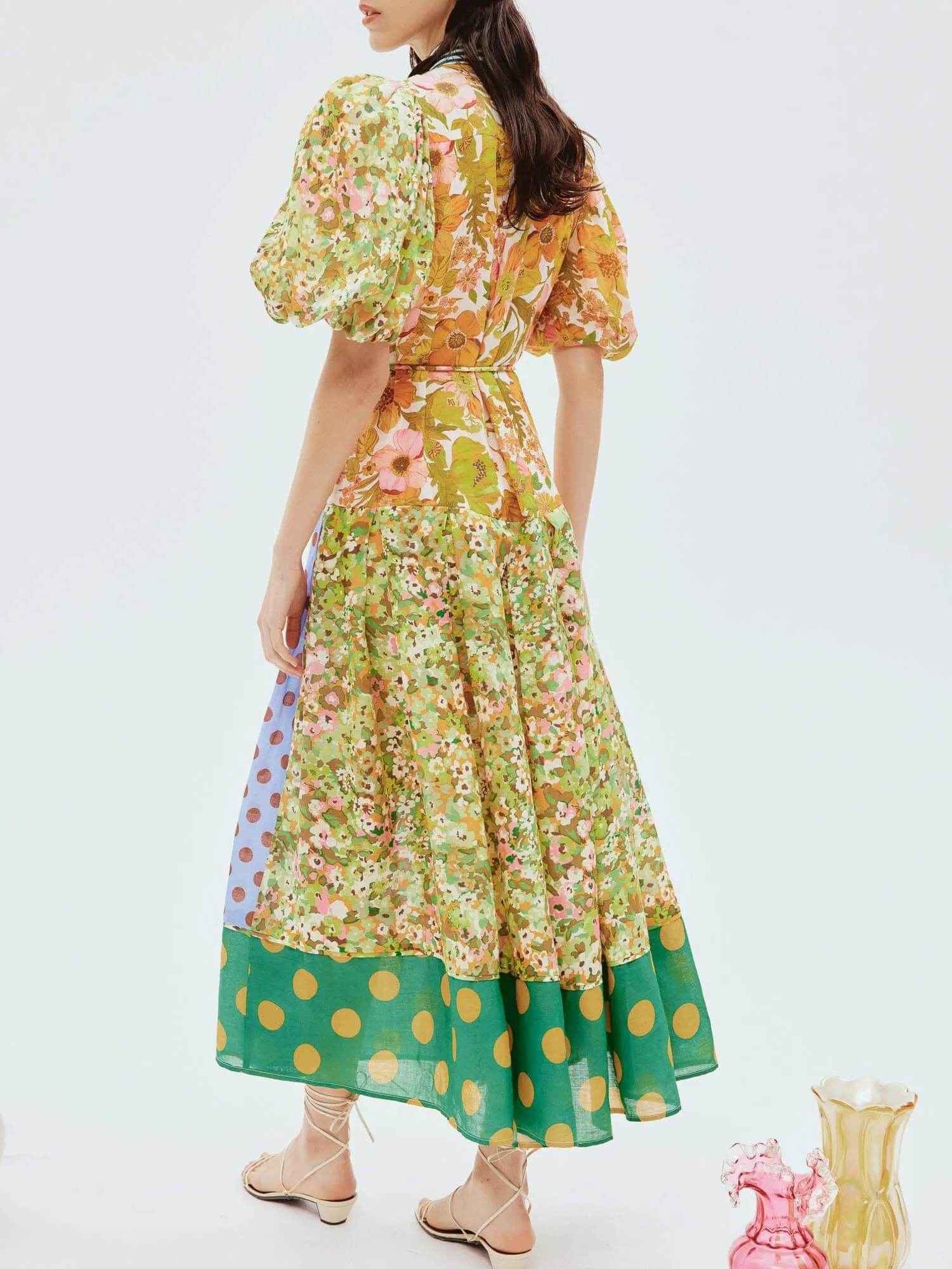 Exquisite Retro Floral Print Puff Sleeve Midi Dress sold by Like My Choice product image thumbnail 3