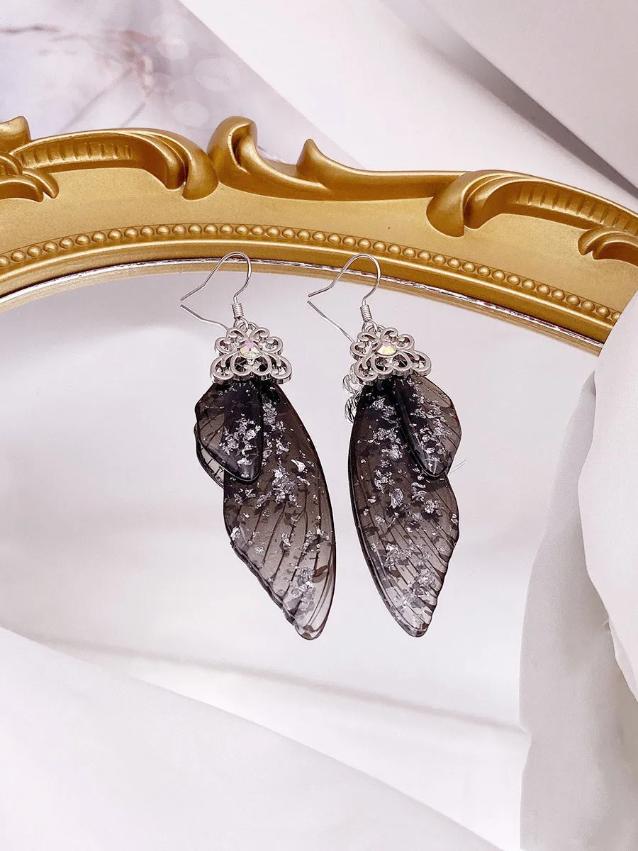 Butterfly Wing Black Rhinestone Cicada Wing Crystal Earrings sold by Like My Choice product image thumbnail 4