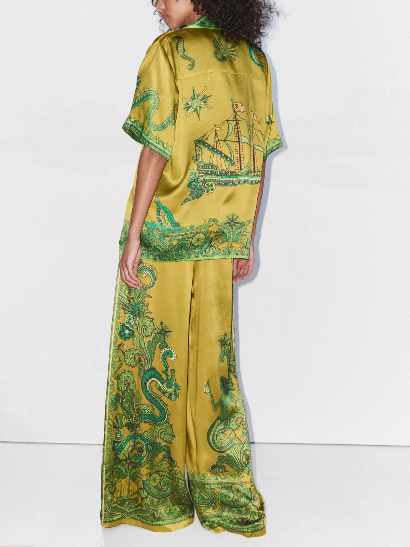 Exquisite Satin Unique Floral Print Button Down Loose Shirt sold by Like My Choice product image thumbnail 4