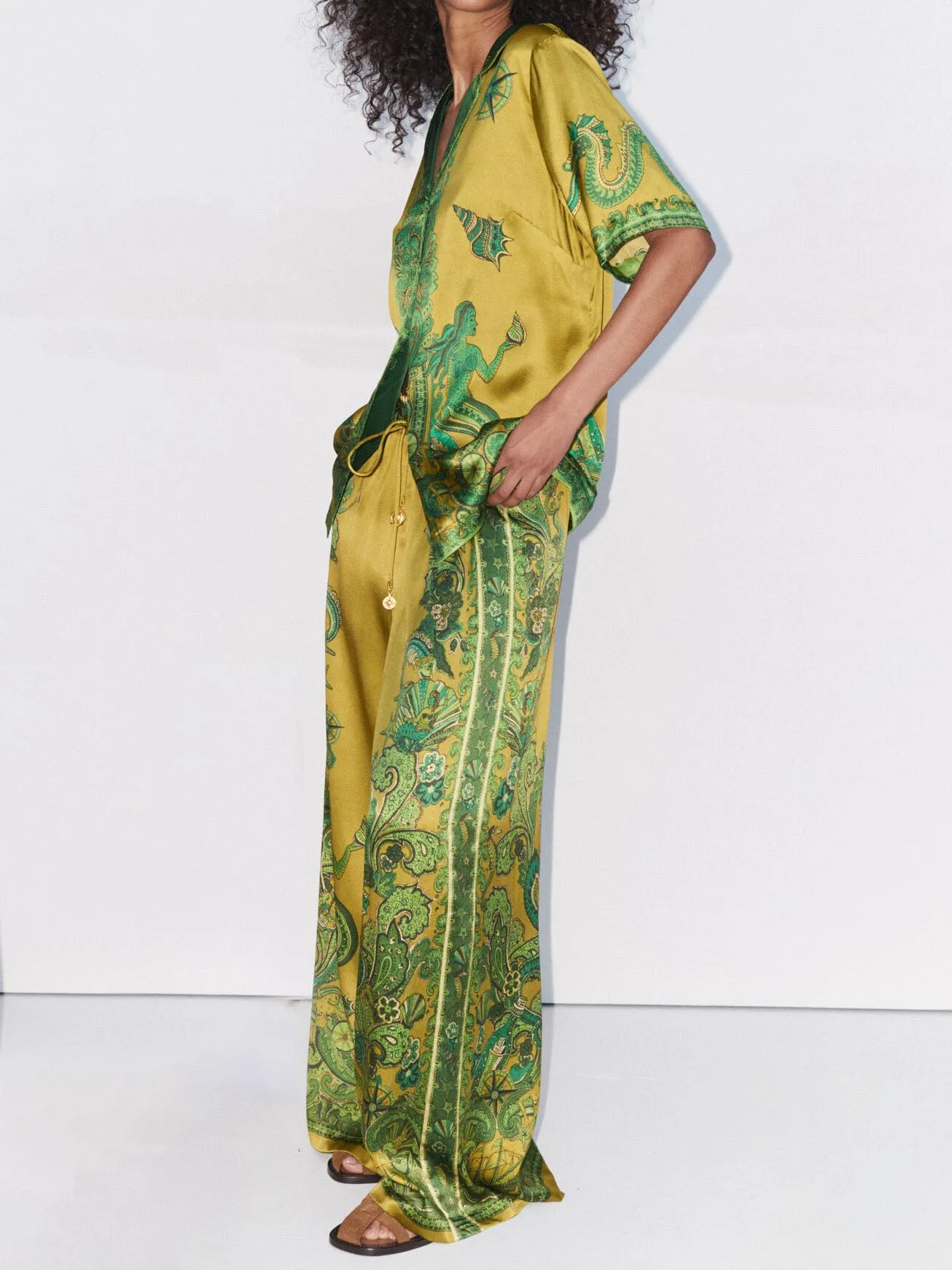 Exquisite Satin Unique Floral Print Button Down Loose Shirt sold by Like My Choice product image thumbnail 5