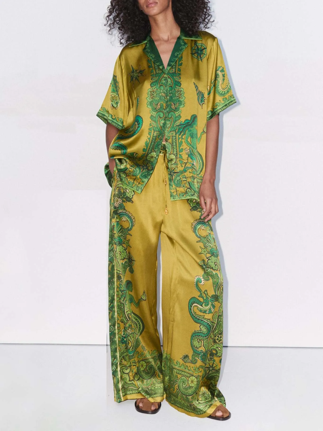 Exquisite Satin Unique Floral Print Button Down Loose Shirt sold by Like My Choice product image thumbnail 2