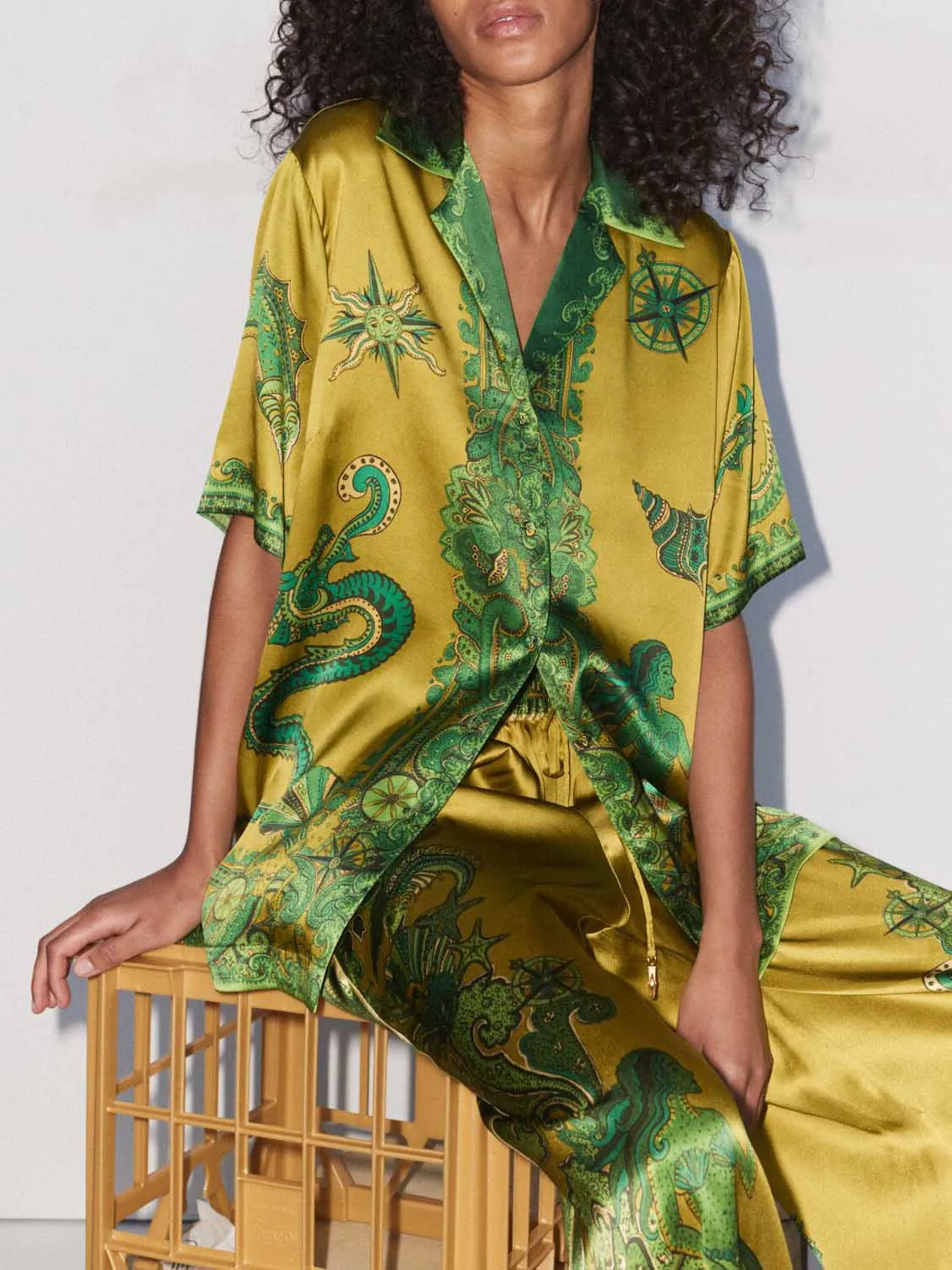 Exquisite Satin Unique Floral Print Button Down Loose Shirt sold by Like My Choice product image thumbnail 3