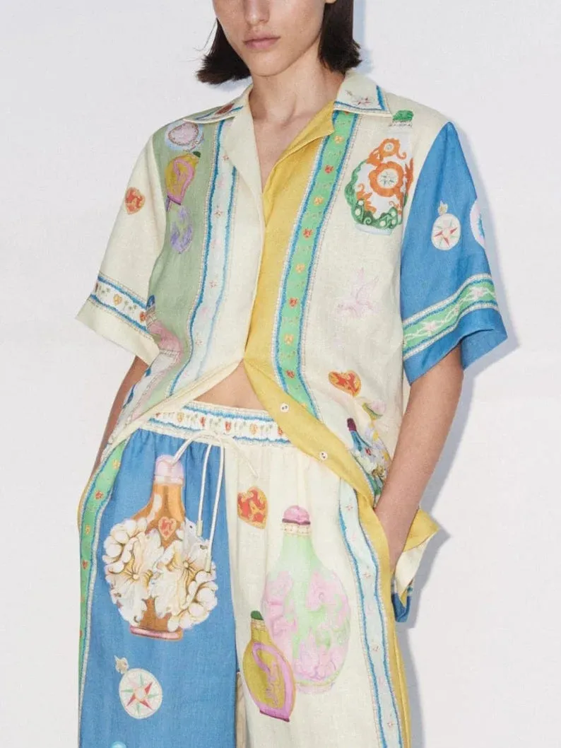 Exquisite Vintage Court Painted Print Single Breasted Shirt sold by Like My Choice