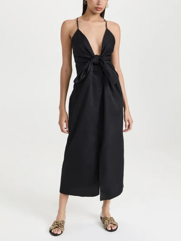 Unique Strappy Deep V-Neck Midi Dress sold by Like My Choice