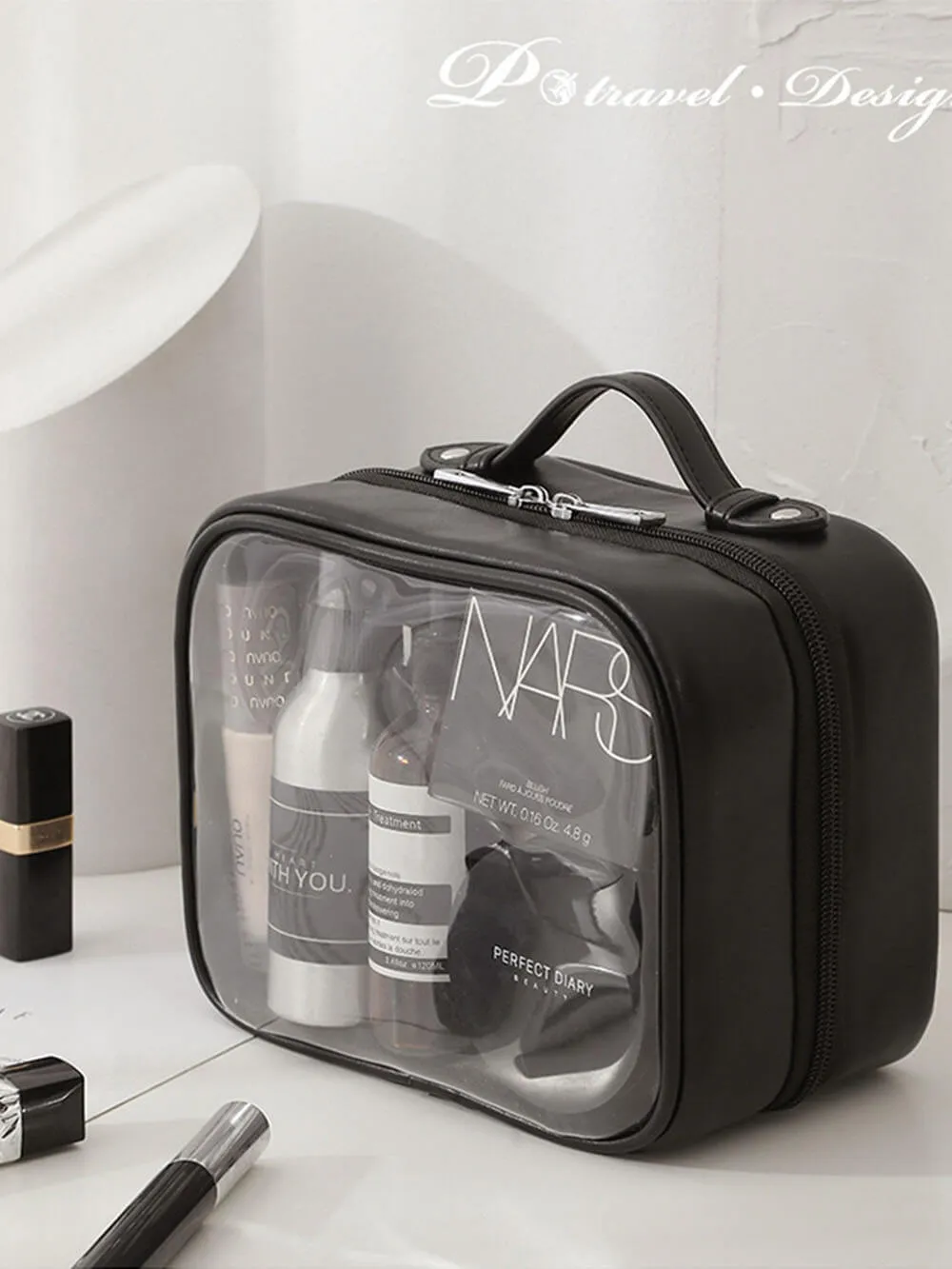 Transparent PU Portable Makeup Bag sold by Like My Choice product image thumbnail 4