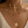 Multilayer Sequins Colored Crystal Pendant Necklace sold by Like My Choice