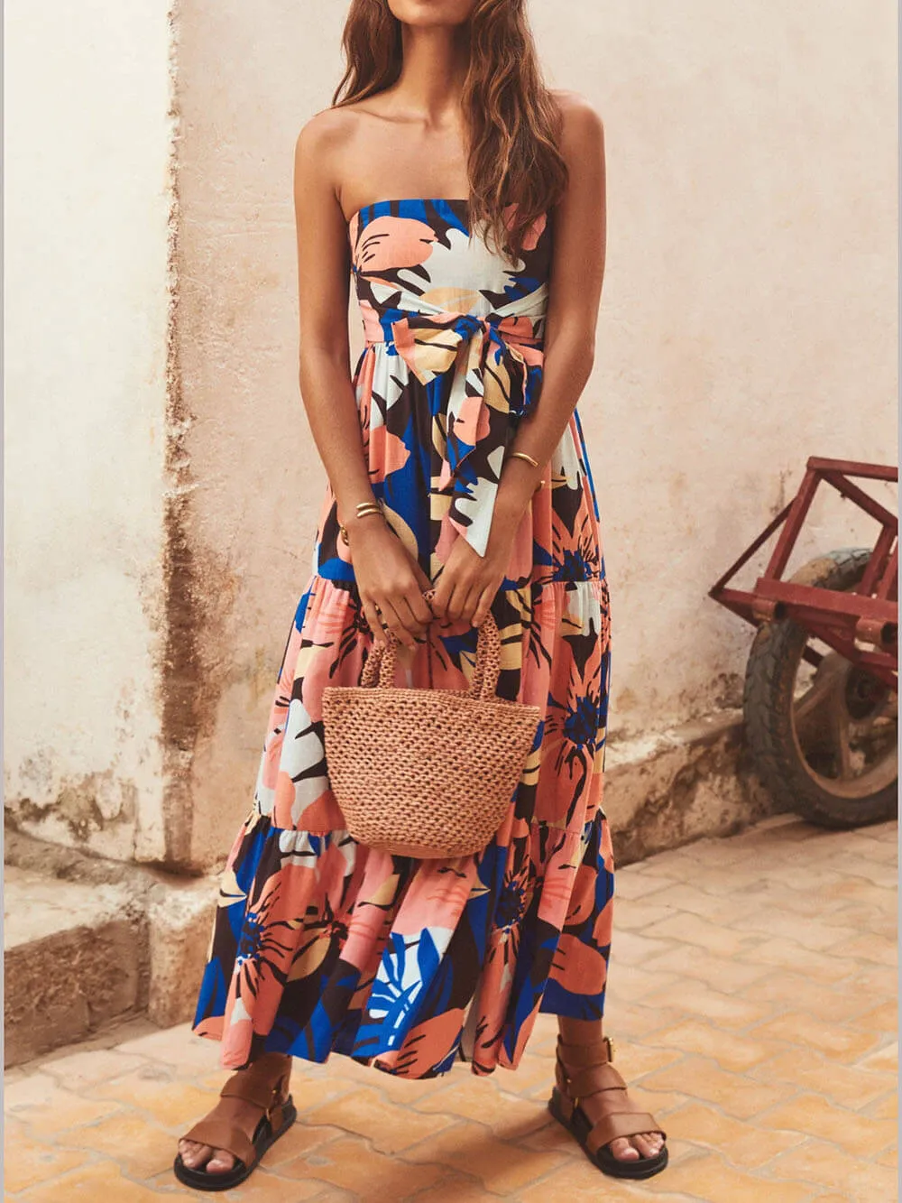 Strapless Printed Maxi Dress sold by Like My Choice