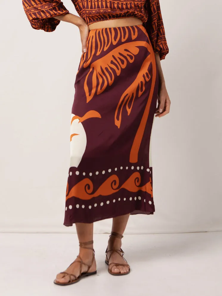 Exquisite Satin Palm Tree Print Skirt sold by Like My Choice