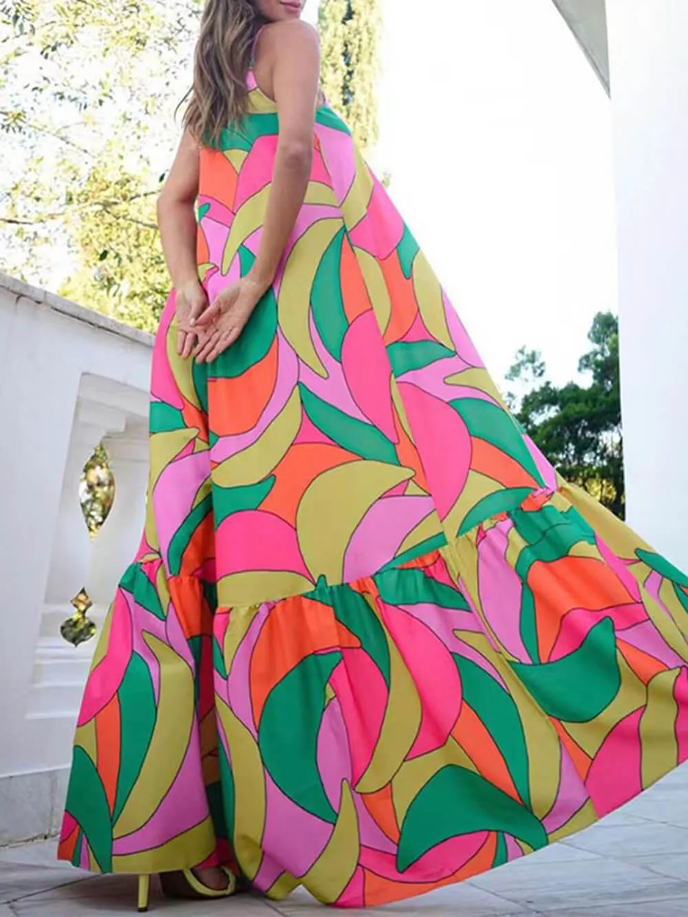 Summer French Deep V-Neck Backless Halter Printed Dresses sold by Like My Choice product image thumbnail 2