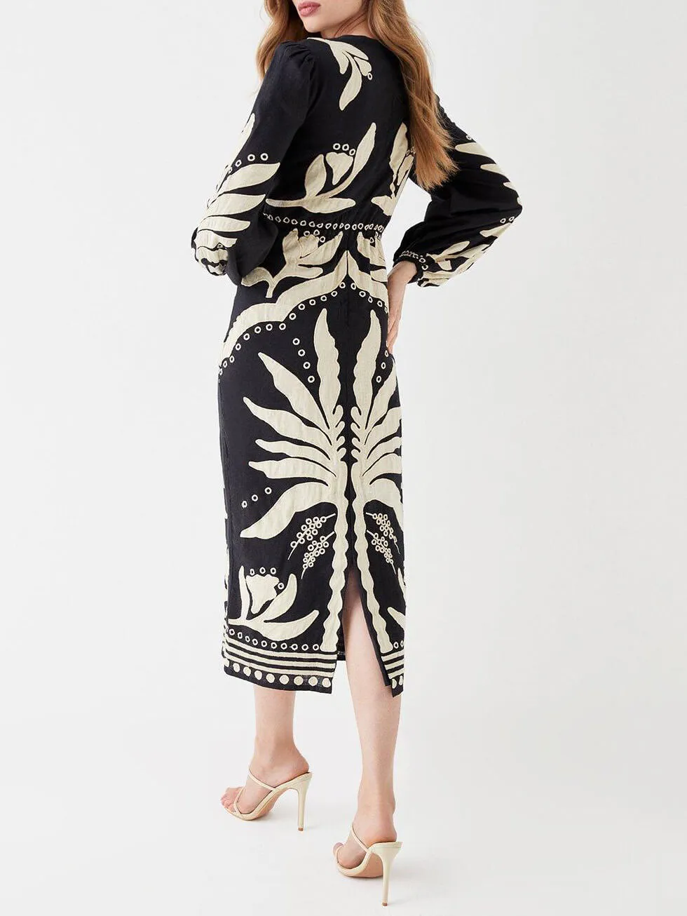 Unique Palm Tree Floral V-Neck Long Sleeve Midi Dress sold by Like My Choice product image thumbnail 3