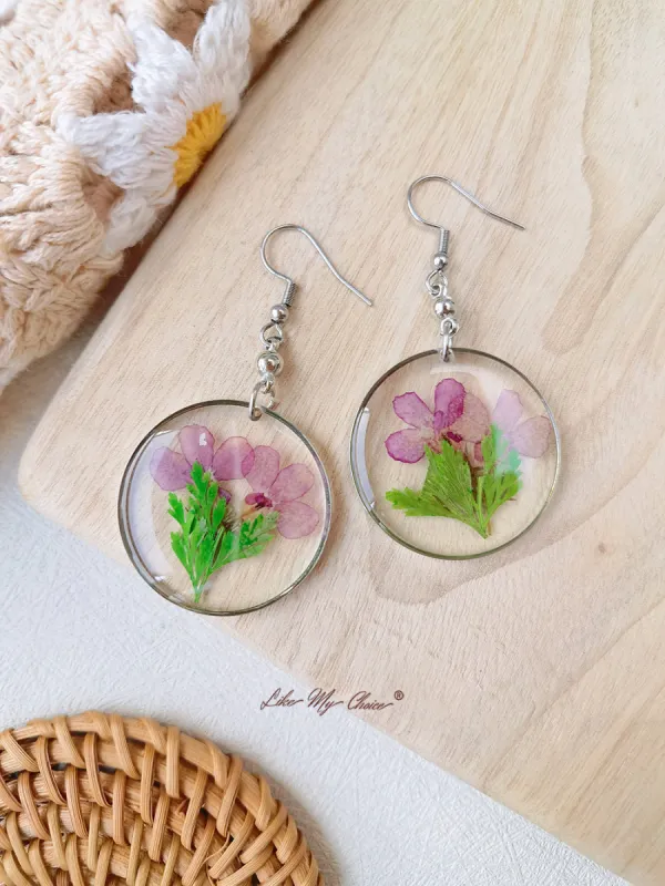 Handmade Resin Dried Flower Earrings sold by Like My Choice
