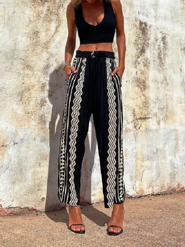 Boho Printed Harem Pants Mid-Rise Casual Pants sold by Like My Choice