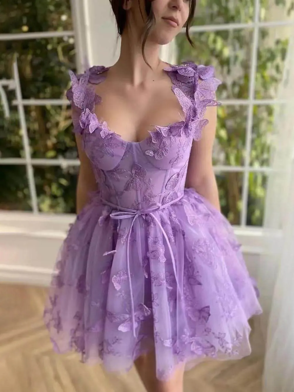 Elegant Tulle Butterfly Lace Applique Ball Gown Mini Dress sold by Like My Choice