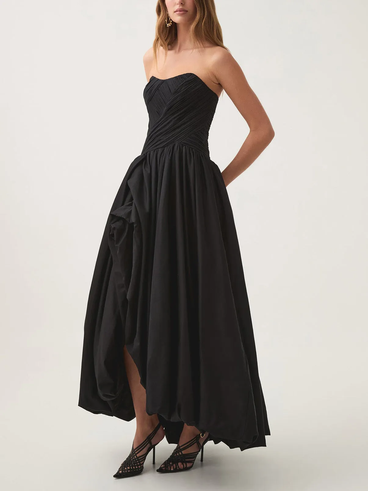 Unique Pleated Patchwork Slit Maxi Dress sold by Like My Choice product image thumbnail 4