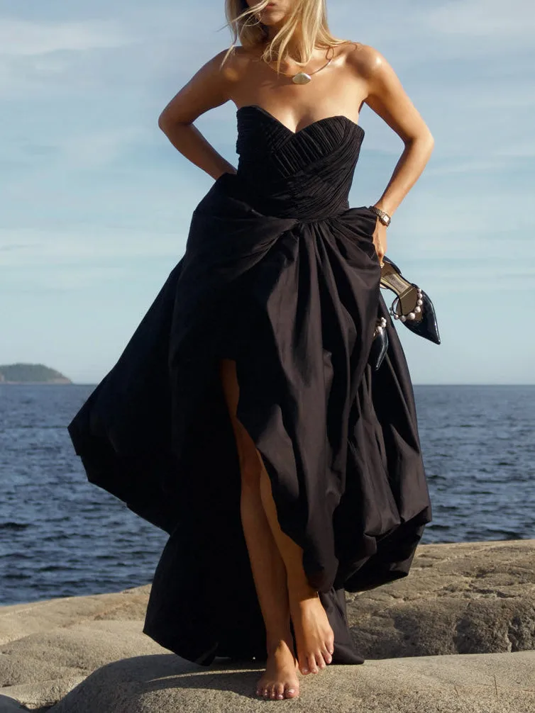 Unique Pleated Patchwork Slit Maxi Dress sold by Like My Choice product image thumbnail 2