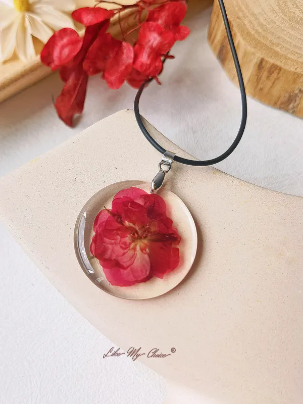 Resin Full Moon Pendant Necklace With Rose Petals sold by Like My Choice