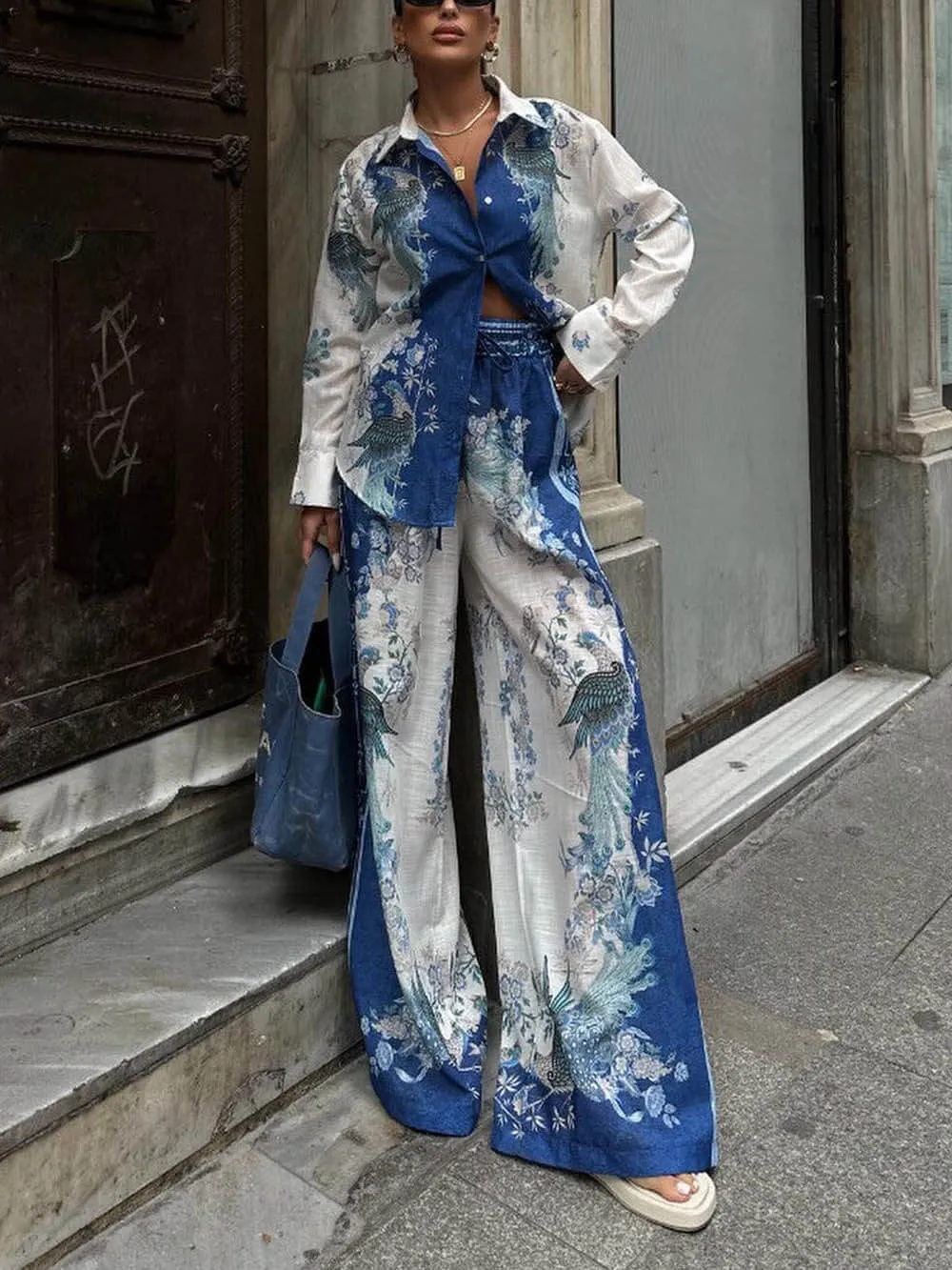 Unique Ethnic Print Elastic Pocket Wide Leg Pants sold by Like My Choice product image thumbnail 4