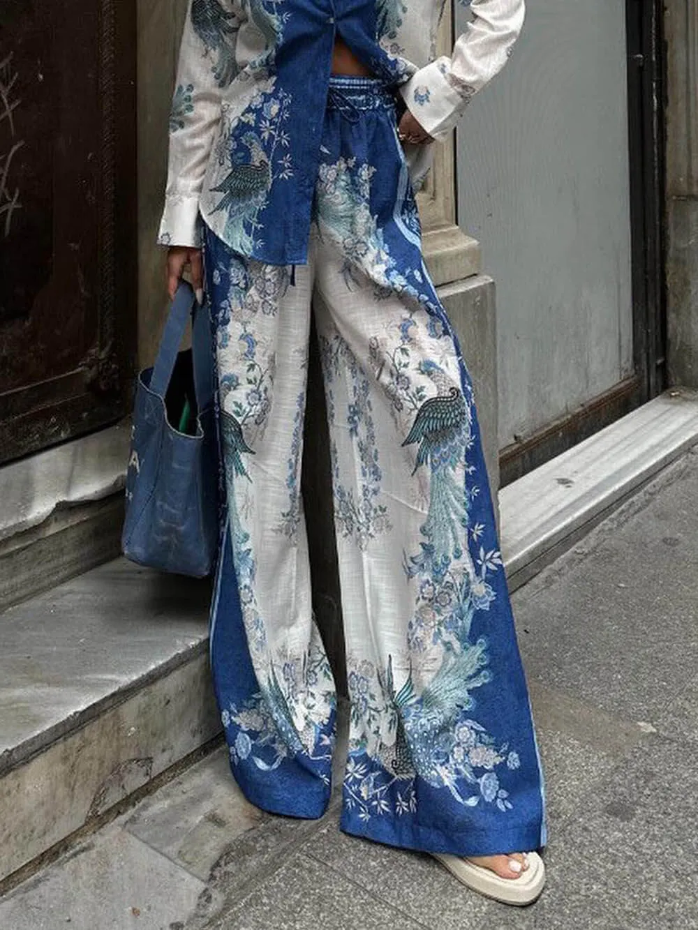 Unique Ethnic Print Elastic Pocket Wide Leg Pants sold by Like My Choice