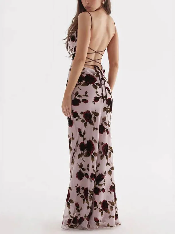 Rose Backless Maxi Dress sold by Like My Choice product image thumbnail 4