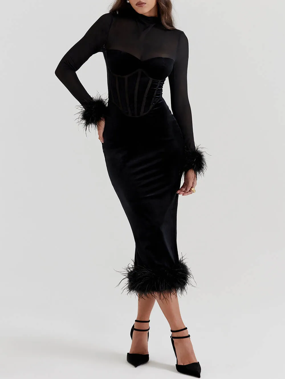 Black Velvet Midi Dress sold by Like My Choice product image thumbnail 4