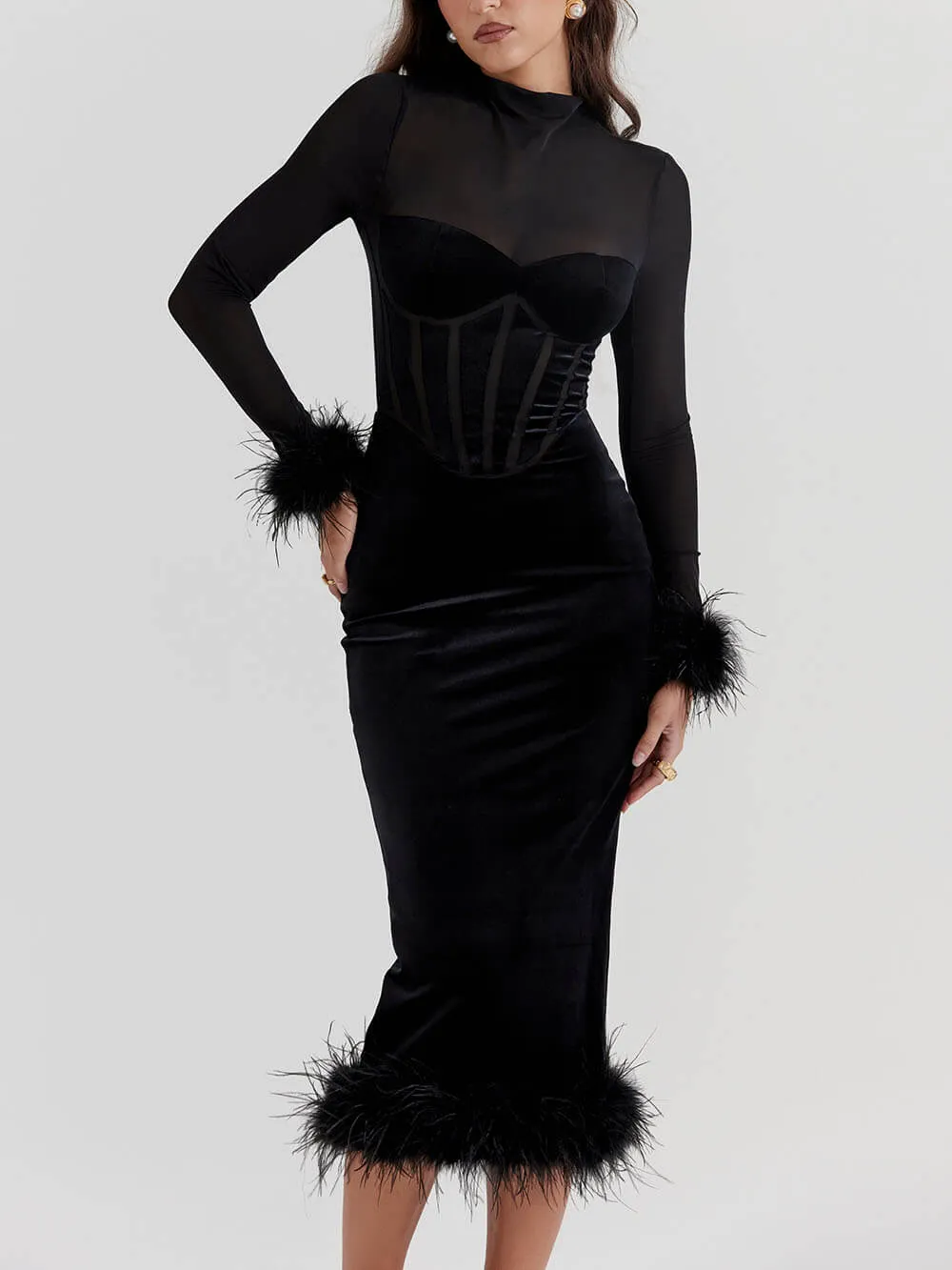 Black Velvet Midi Dress sold by Like My Choice