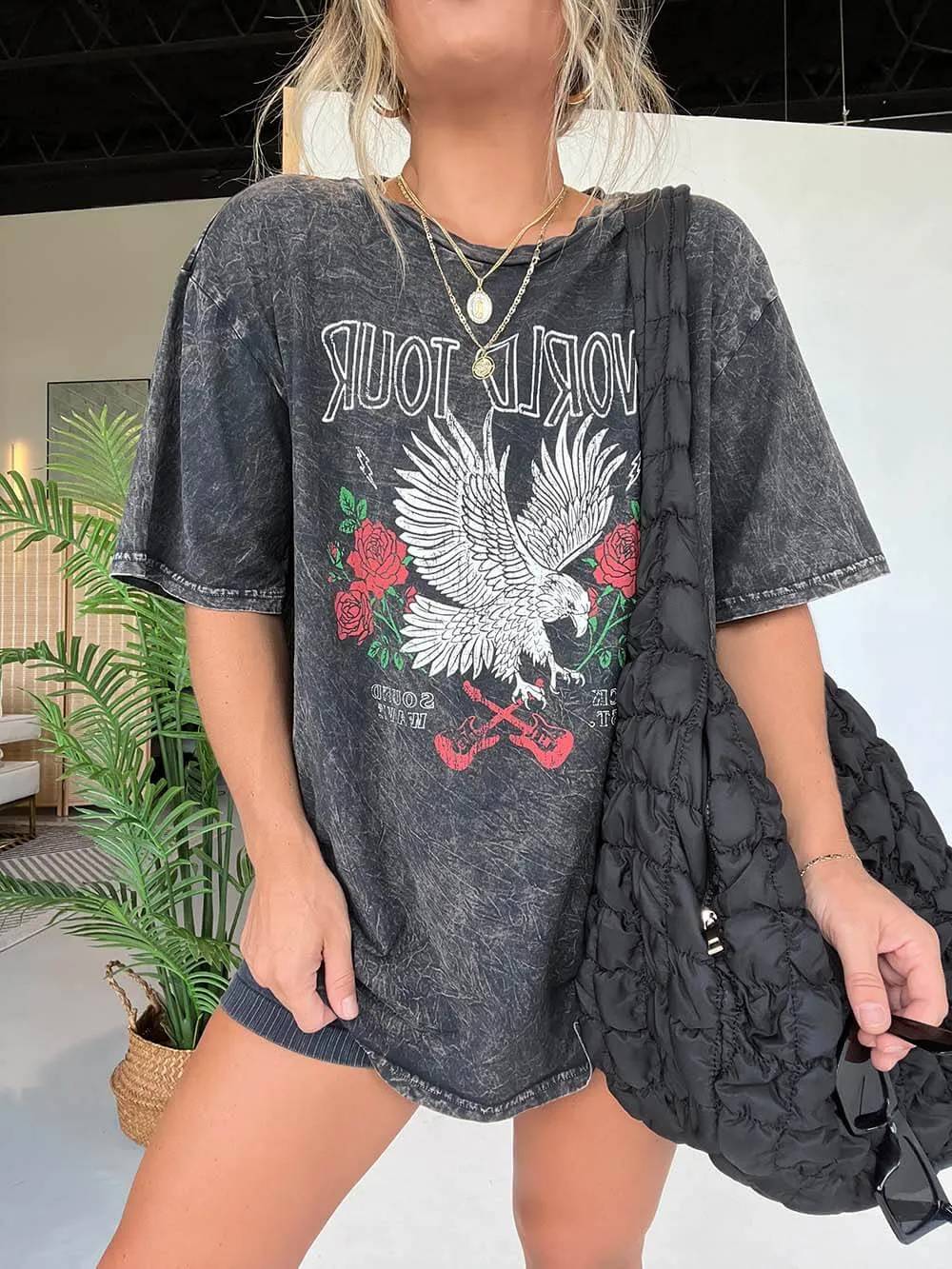 Popular Rock & Roses Oversized Graphic Tee sold by Like My Choice