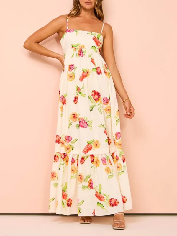 Unique Floral Print Halter Backless Extra Maxi Dress sold by Like My Choice