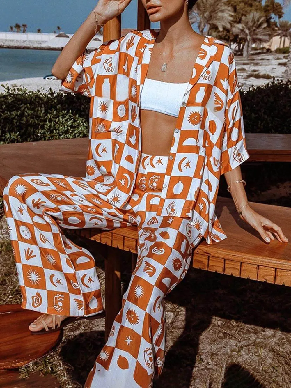 Afternoon Sun Loose Print Wide Leg Pants sold by Like My Choice product image thumbnail 2