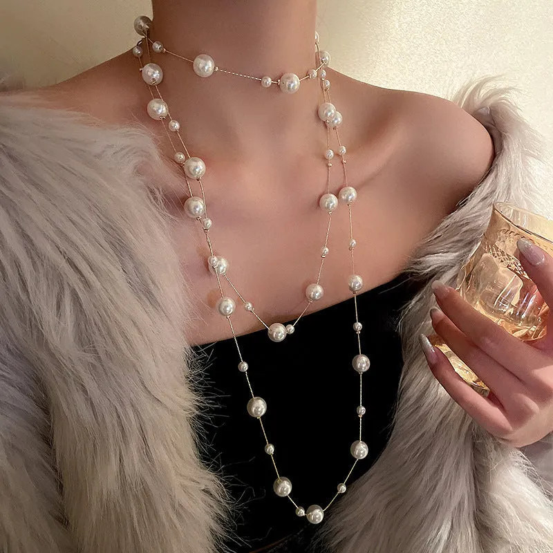 Long Pearl Court Style Clavicle Chain sold by Like My Choice product image thumbnail 3
