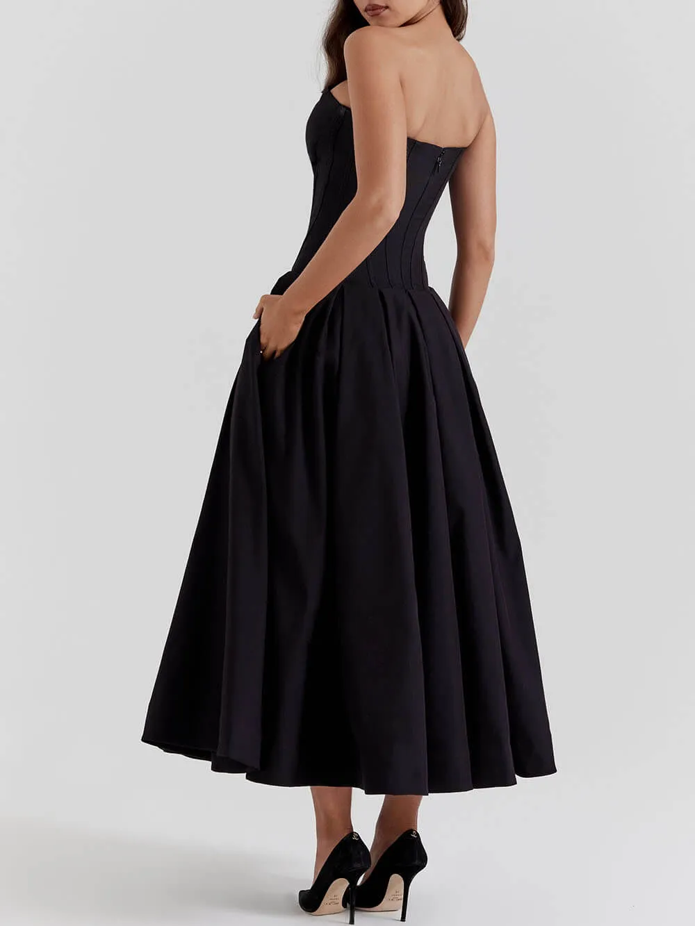 Black Strapless Midi Dress sold by Like My Choice product image thumbnail 4
