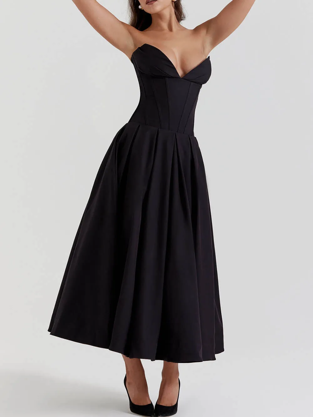 Black Strapless Midi Dress sold by Like My Choice product image thumbnail 2