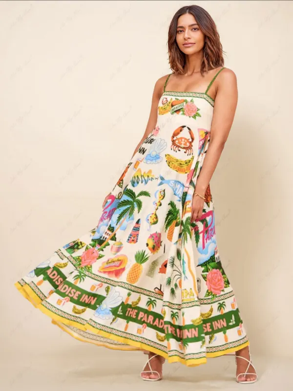 Unique Holiday Print Smocked Back Pocket Maxi Dress sold by Like My Choice