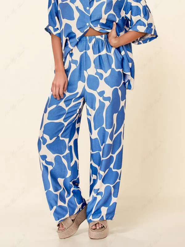 Striped Patterned Blue And White Printed Baggy Pants sold by Like My Choice
